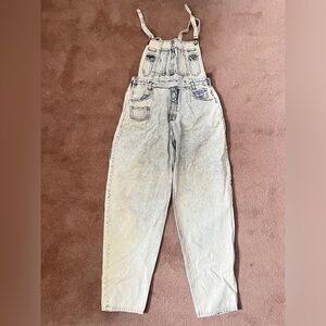 Blue Acid Wash Denim Overalls